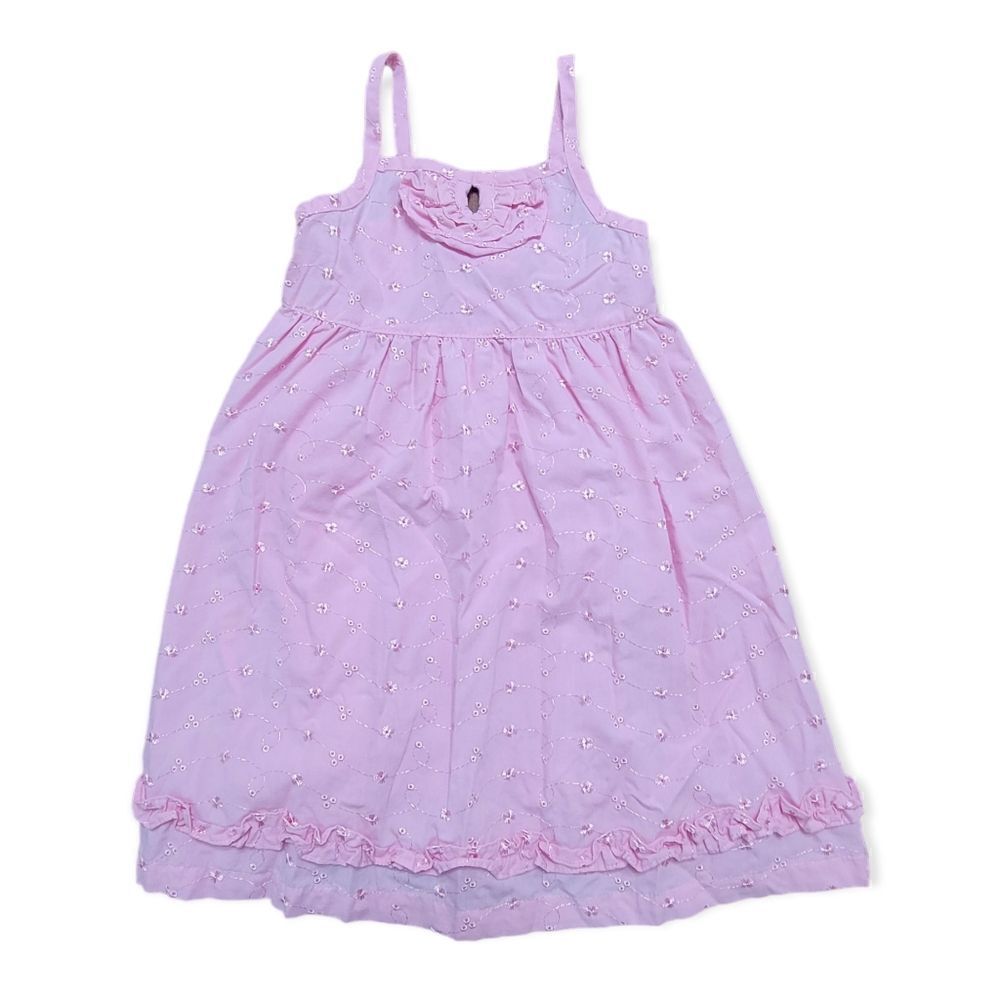 Pink eyelet ruffle dress